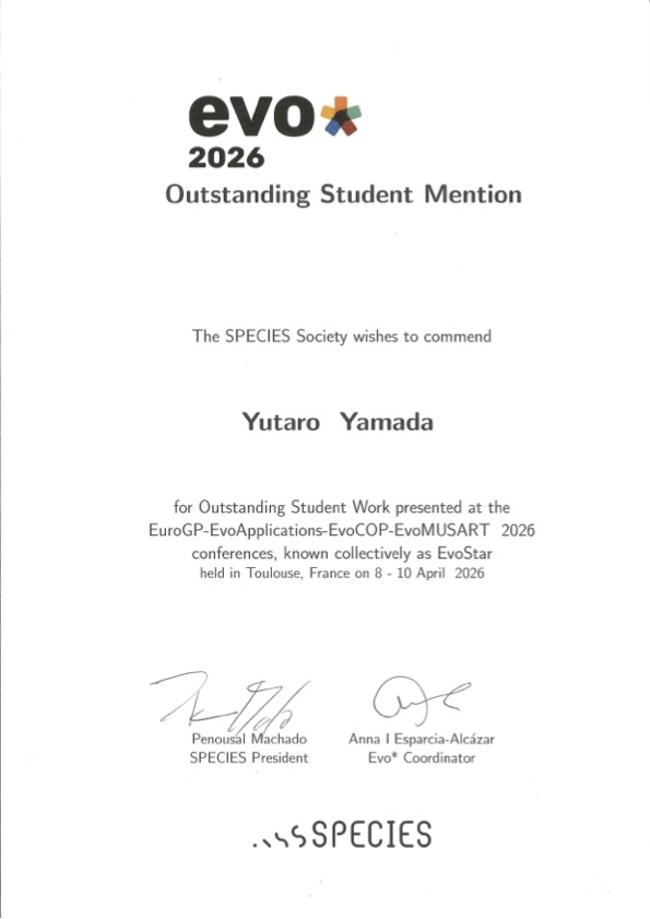 Evostar 2026 Outstanding Student Mention